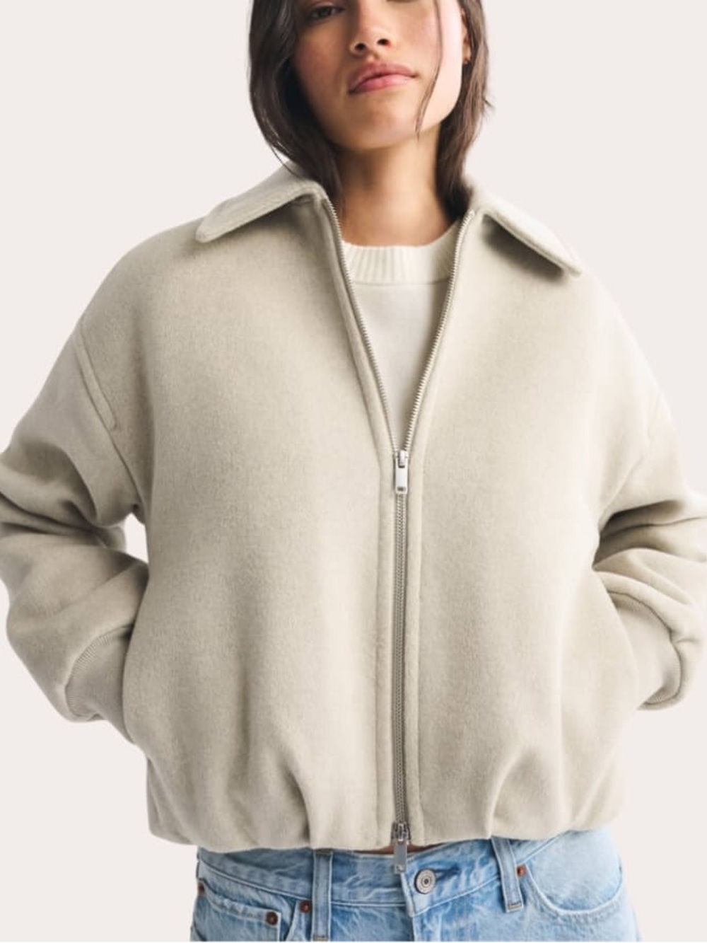 Abercrombie & Fitch Wool-Blend Bubble Hem Coat Jacket Beige Size XS